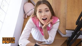 Sweet petite Mary Rock sucks cock hard and deep