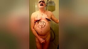 Satan slave takes a perverted piss enema