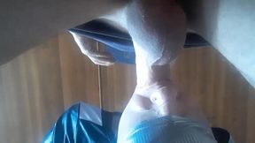 Milf gives blowjobs lying on her back