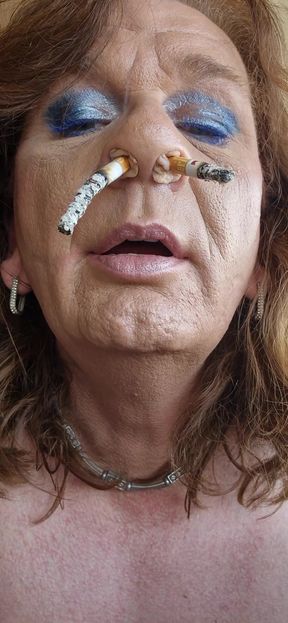 Memorable moment from "Smoking 5 cigarettes at once"