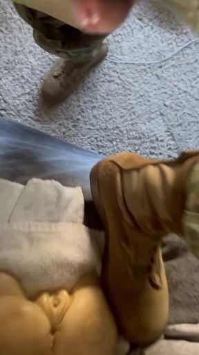 Soldier in Uniform-after a 24 Hour Shift - Time to Pound One of My Sex Toys-hot Cum, Hot Boots!
