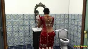 Indian Saree Aunty Lakshmi got invited to a house by her friend and fucked - WickedWhims