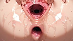 Close-up of the Blond Guy's Little Pussy and Dick. Hentai Porn Animation.