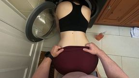 Step mom with huge ass trapped in washer and fucked to creampie