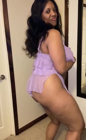 Showing My Perfect Ass in Lilac Soft Lingerie