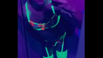 Blacklight Party Girl Playing in her Bikini