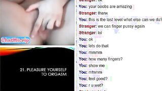 Hot teen with shaved pussy masturbating on video chat
