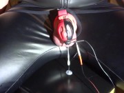 E-stim cum milking with chastity cage