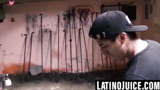 Young Latino sucks dick then gets bareback creampie