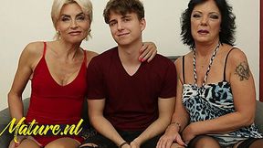 Two Filthy Cougars Seduce Young Stud for Steamy Threesome