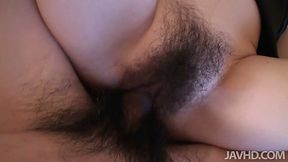 Slutty Asian babe Sakura Anna gets her hairy pussy fucked hard