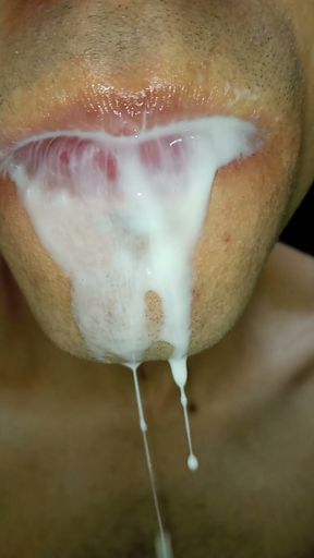 Cumslut JOI Long tongue begging for your cum, I want my milk, close-up slow motion   Clip 2