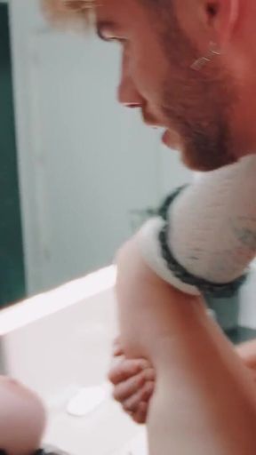 Maiden with Big Tits Fucked in the Bathroom