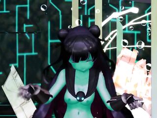 Kancolle Light Cruiser Demon Hentai Nude Dance Monster Girl MMD 3D Dark Green Body Color Edit Smixix
