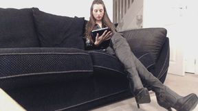 Thigh High Boots- human footstool (AVI)