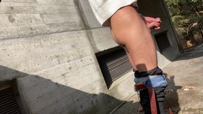 Sissy risky outdoor dildo fun