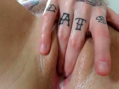 SLUT FISTS HER PUSSY, SMELLS HER JUICES, AND TASTES THEM