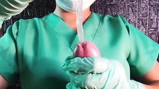 Edging and Sounding by sadistic nurse with rubber gloves (DominaFire)