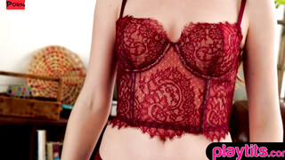 Redheaded Milf Shows Off Her Juicy Boobs in Lingerie