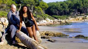 Sexy ebony sable indulges in rough, reckless anal&#x1F44C; sex on sun-kissed shores