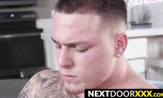 NextDoorXXX.com - Solo inked gay hunk Orlando Valentine wanks his thick cock on cam
