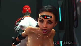 Young big tits brunette has rough anal sex with sex shemale robot