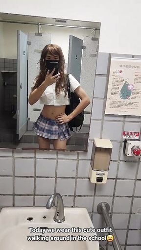 College Journey Pt1 Exhibitionist Gina Wearing Cute Lewd Uniform at College