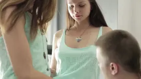 Petite teen gobbled and filled with a full load