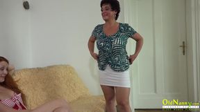 Oldnanny  Rossa in lesbian action with her redhead friend