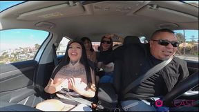 Latina beauty rides and sucks on cable car