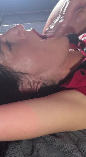 Splashing Vanessa's face with cum