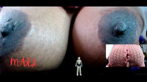 Macro Man Giant Breast Comparison - Ebony Unaware Giantess Mael