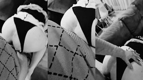 soubrette ce fait baiser en levrette et jouir sur sont string