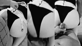 soubrette ce fait baiser en levrette et jouir sur sont string