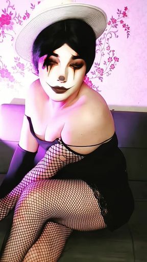 A Boy in a Girl Goth Outf Extra Mini Dress Big White Ass Big Butt Sissy Booty Shemale Cute Trans