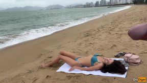 Babe Can I Cum on Your Tits? - Cock Flashing on the Beach