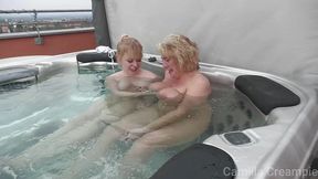 camilla and anna lynx in the hot tub