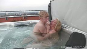 camilla and anna lynx in the hot tub