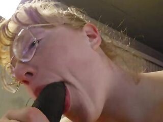 Blue eye Ginger Deepthroating Ebony Dong and gets pounded