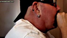 Homemade gloryhole cum in mouth DILF sucks hard cock