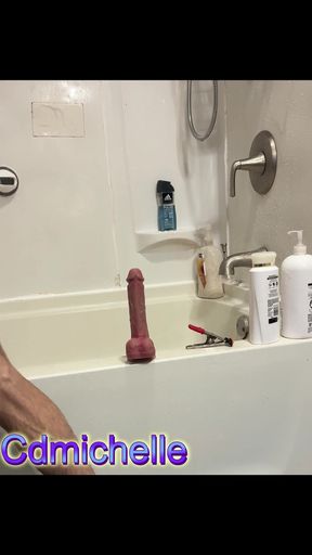 Cdmichelle Wearing Purple Onepiece Swimsite Wile Puitting Butplug &amp; Dildo in Ass