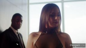 Brunette babe cuckolds hubby with BBC in threesome