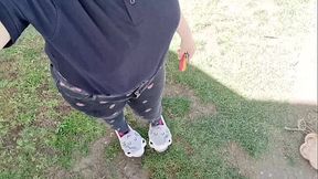 Very rare and expensive jeans pierced by a rusty nail