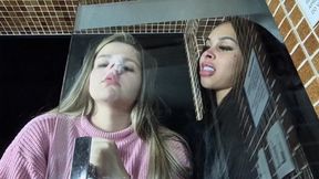 Silly Faces Playing with Our Noses in the Glass - By Bella Cruel and Isabelita - CLIP 5