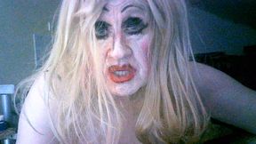 Shameless old cumslut slag Sarah, smokes drinks dogger's cum from used condom and own piss