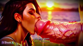 (4K) AI 3D Animated Porn - Latina Baddie Worships Big White Cock (Interracial ASMR) - AI Visuals X