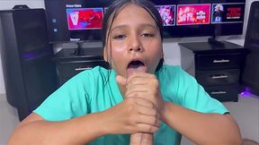 Sexy young latina in nurse uniform gives me a nice blowjob and gets fucked doggystyle