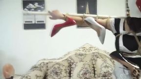 Bound Brunette Babe: Asian Maid&#039;s Fetish Night