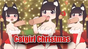 Catgirl Christmas Blowjob, Deepthroat (Gameplay)