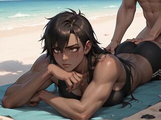 Beach Fuckfest! a Scorching Darksome-hued Queen Has Orgasmic Busts on Golden Sands in the Most excellent XXX Scene!